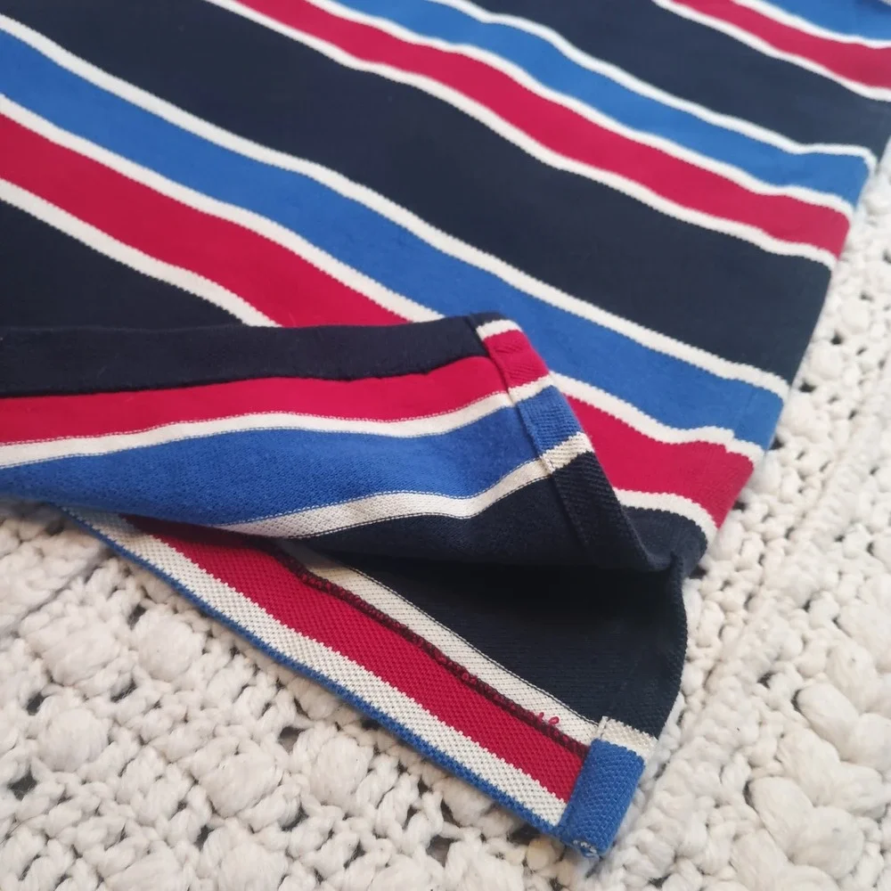 Vtg Polo Ralph Lauren Polo Shirt XL Men Blue Red White Stripe USA Pony Kanye Y2K